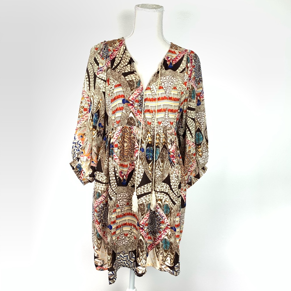 Umgee | Boho Tassel 3/4 Sleeve Dress Size Small $30